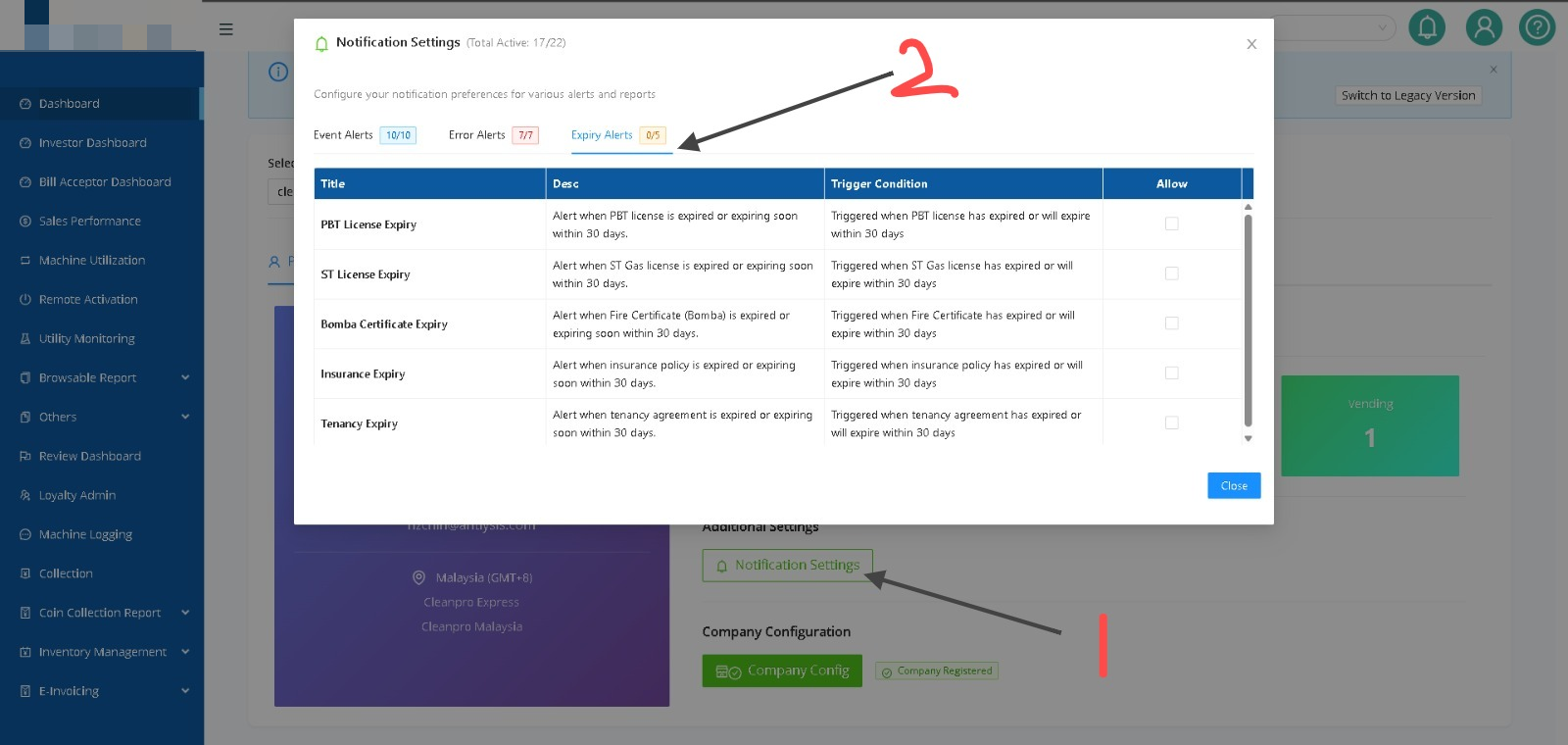outlet expiry notification